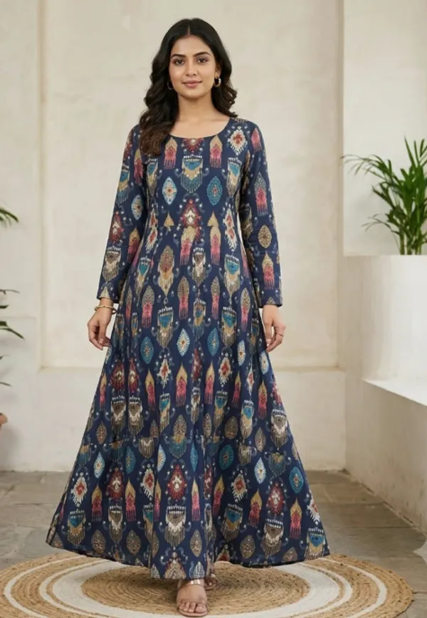Premium 1st Quality Rayon Full Sleeves Long Anarkali Kurti | AK2227